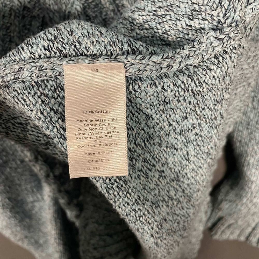 Talbots Womens Medium Blue White Marled Cotton Cable Knit Funnel Neck Sweater - Picture 8 of 8
